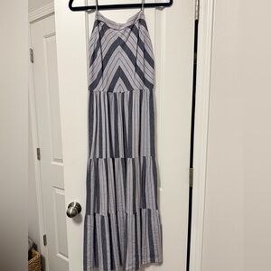 Splendid Gray and White Striped Maxi Dress